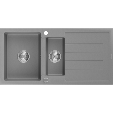 Mexen Andres žulový drez 1,5-komorový s odkvapkávacou plochou 1000 x 500 mm, sivý, chrómový sifón - 6515101510-71