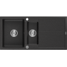 Mexen Andres granitový drez 1,5-komorový s odkvapkávačom 1000 x 500 mm, čierny/strieborný metalik, chrómový sifón