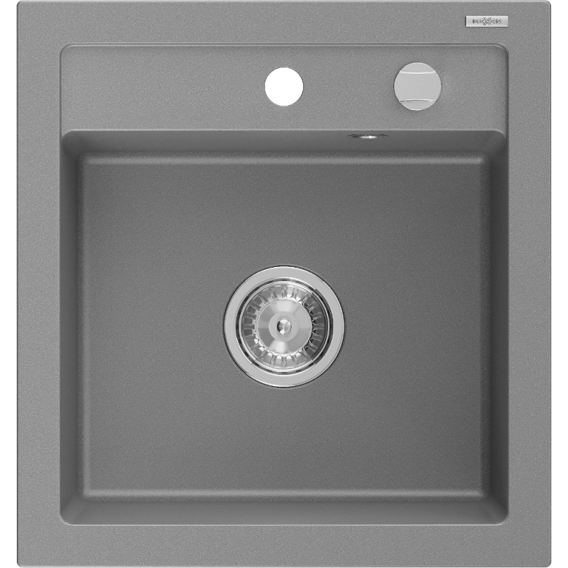 Mexen Vito granitový drez s 1 komorou 520 x 490 mm, šedý, sifón chróm - 6503521000-71