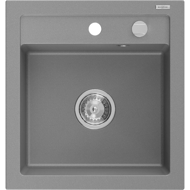 Mexen Vito žulový kuchynský drez s 1 komorou 520 x 490 mm, sivý, sifón chróm - 6503521000-71