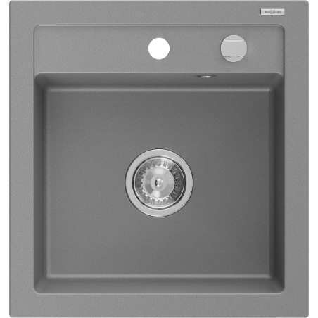 Mexen Vito žulový kuchynský drez s 1 komorou 520 x 490 mm, sivý, sifón chróm - 6503521000-71