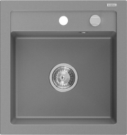 Mexen Vito granitový drez s 1 komorou 520 x 490 mm, šedý, sifón chróm - 6503521000-71