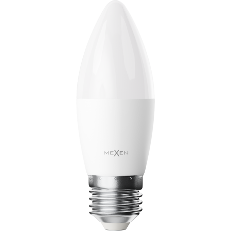 Mexen Nova 6x LED žiarovka E27, C37, 10W, Studená - 6500K, 1055 lm - L102-E27-1065-01x06