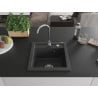 Mexen Vito granitový drez s jednou komorou 520 x 490 mm, čierny škvrnitý, sifón chróm - 6503521000-76