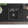 Mexen Vito granitový drez s jednou komorou 520 x 490 mm, čierny škvrnitý, sifón chróm - 6503521000-76