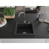 Mexen Vito granitový drez 1-komorový 520 x 490 mm, čierny, sifón chróm - 6503521000-77