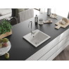 Mexen Milo granitový kuchynský drez 1-komorový 435 x 410 mm, biely, chrómová sifón - 6505441000-20