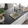 Mexen Milo granitový drez 1-komorový 435 x 410 mm, béžový, sifón chróm - 6505441000-69