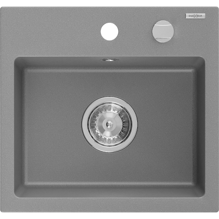 Mexen Milo granitový drez 1-komorový 435 x 410 mm, sivý, sifón chróm - 6505441000-71