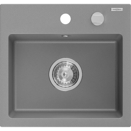 Mexen Milo granitový kuchynský drez 1-komorový 435 x 410 mm, sivý, sifón chróm - 6505441000-71