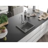 Mexen Milo granitový drez 1-komorový 435 x 410 mm, sivý, sifón chróm - 6505441000-71