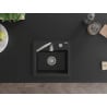 Mexen Milo žulový drez 1-komorový 435 x 410 mm, čierny/strieborný metalik, sifón chróm - 6505441000-73