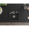 Mexen Milo granitový kuchynský drez 1-komorový 435 x 410 mm, čierna/zlatý metalik, chrómový sifón - 6505441000-75