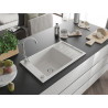 Mexen Elias granitový drez 1-komorový s odkvapkávacou plochou 795 x 480 mm, biely, sifón chróm - 6511791005-20
