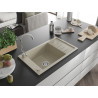 Mexen Elias granitový jednodrez s odkvapkávačom 795 x 480 mm, béžový, sifón chróm - 6511791005-69