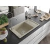 Mexen Elias žulový drez 1-komorový s odkvapkávačom 795 x 480 mm, béžový, sifón chróm - 6511791005-69
