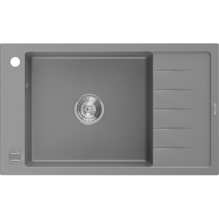 Mexen Elias žulový drez s 1 komorou a drenážnou doskou 795 x 480 mm, sivý, sifón chrómovaný - 6511791005-71