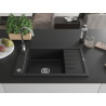 Mexen Elias granitový drez s 1-komorou s odkvapkávačom 795 x 480 mm, čierny/strieborný metalický, sifón chróm