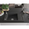 Mexen Elias granitový drez s jednou komorou a odkvapkávačom 795 x 480 mm, čierny s bodkami, chrómová sifón - 6511791005-76