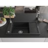 Mexen Elias granitový drez 1-komorový s odkvapkávačom 795 x 480 mm, čierny, sifón chróm - 6511791005-77