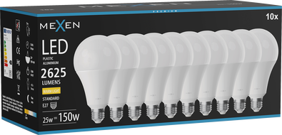 Mexen Nova 10x LED žiarovka E27, A95, 25W, Teplá - 3000K, 2625 lm - L100-E27-2530-01x10