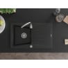 Mexen Cesar granitový drezu jednokomorový s odkvapkávačom 775 x 470 mm, čierny, sifón chróm - 6514771010-77