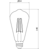 Mexen Vintis 3x LED žiarovka filament E27, ST64, 8W, Teplá - 2700K, 680 lm, dymová - L152-E27-0827-70x03