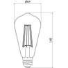 Mexen Vintis 3x Žiarovka filament LED E27, ST64, 10W, Teplá - 2700K, 780 lm, smoke - L152-E27-1027-70x03
