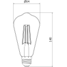 Mexen Vintis 6x LED filamentová žiarovka E27, ST64, 8W, Teplá - 2700K, 680 lm, dymová - L152-E27-0827-70x06