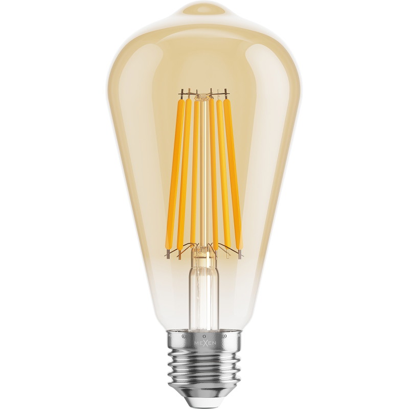 Mexen Vintis 10x žiarovka filament LED E27, ST64, 10W, Teplá - 2200K, 910 lm, jantár - L152-E27-1022-50x10
