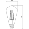 Mexen Vintis 10x žiarovka filament LED E27, ST64, 10W, Teplá - 2200K, 780 lm, dymová - L152-E27-1022-70x10