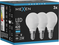 Mexen Nova 3x LED žiarovka E14, G45, 4W, Studená - 6500K, 420 lm - L101-E14-0465-01x03