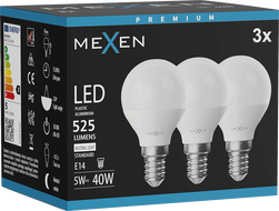 Mexen Nova 3x LED žiarovka E14, G45, 5W, Neutrálna - 4000K, 525 lm - L101-E14-0540-01x03