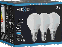 Mexen Nova 3x LED žiarovka E14, G45, 5W, Studená - 6500K, 525 lm - L101-E14-0565-01x03