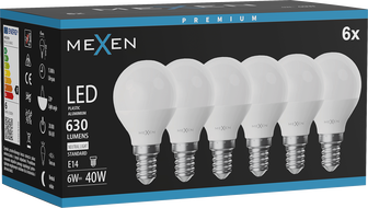 Mexen Nova 6x Žiarovka LED E14, G45, 6W, Neutrálna - 4000K, 630 lm - L101-E14-0640-01x06
