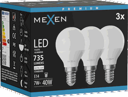 Mexen Nova 3x LED žiarovka E14, G45, 7W, Neutrálna - 4000K, 735 lm - L101-E14-0740-01x03