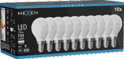 Mexen Nova 10x Žiarovka LED E14, G45, 7W, Neutrálna - 4000K, 735 lm - L101-E14-0740-01x10