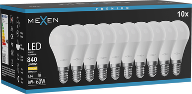 Mexen Nova 10x LED žiarovka E14, G45, 8W, Teplá - 3000K, 840 lm - L101-E14-0830-01x10