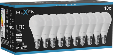 Mexen Nova 10x LED žiarovka E14, G45, 8W, Neutrálna - 4000K, 840 lm - L101-E14-0840-01x10