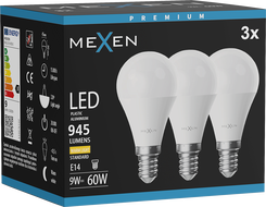 Mexen Nova 3x LED žiarovka E14, G45, 9W, Teplá - 3000K, 945 lm - L101-E14-0930-01x03