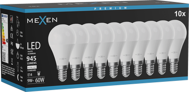 Mexen Nova 10x LED žiarovka E14, G45, 9W, Neutrálna - 4000K, 945 lm - L101-E14-0940-01x10