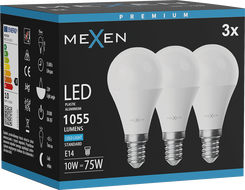Mexen Nova 3x LED žiarovka E14, G45, 10W, Studená - 6500K, 1055 lm - L101-E14-1065-01x03