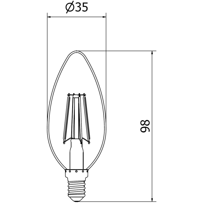 Mexen Vintis 3x Žiarovka filament LED E14, C35, 6W, Neutrálna - 4000K, 720 lm, číra - L154-E14-0640-00x03