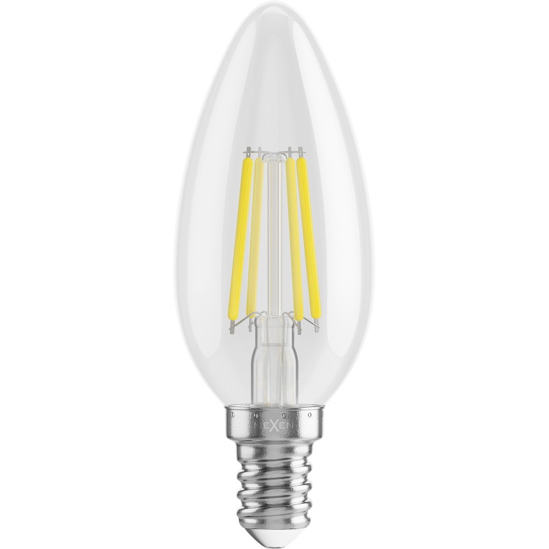 Mexen Vintis 6x Žiarovka filament LED E14, C35, 4W, Neutrálna - 4000K, 470 lm, číra - L154-E14-0427-00x06