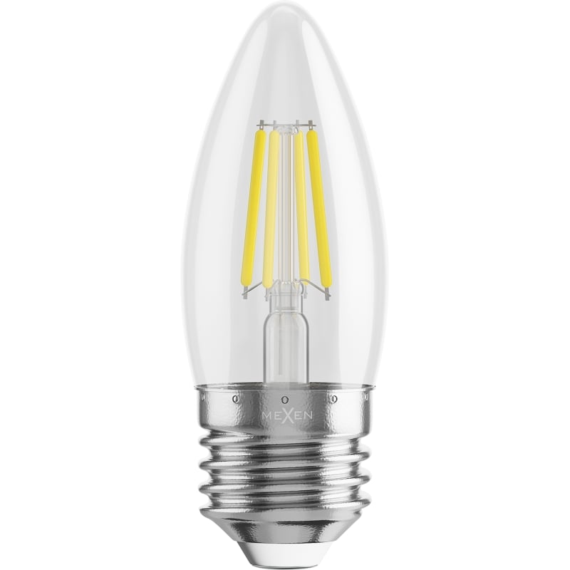 Mexen Vintis 3x LED filament žiarovka E27, C35, 6W, Neutrálna - 4000K, 720 lm, číra - L154-E27-0640-00x03