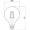 Mexen Vintis 3x LED žiarovka filament E27, G80, 2W, Teplá - 2200K, 150 lm, dymová - L155-E27-0222-70x03