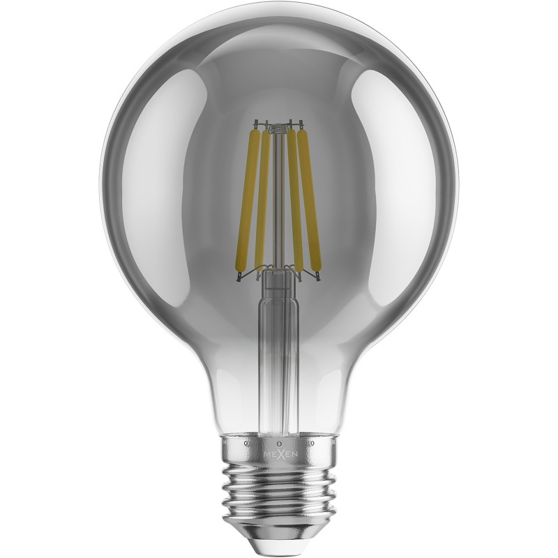 Mexen Vintis 3x žiarovka filament LED E27, G80, 4W, Teplá - 2700K, 300 lm, dymová - L155-E27-0427-70x03