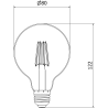 Mexen Vintis 3x LED žiarovka filament E27, G80, 6W, Neutrálna - 4000K, 720 lm, číra - L155-E27-0640-00x03