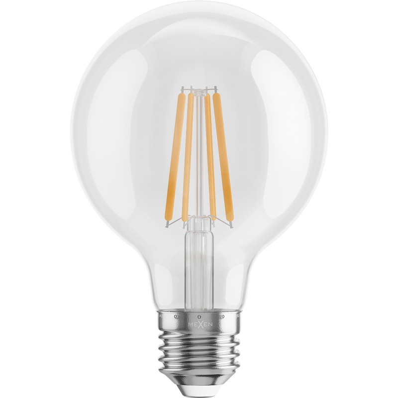 Mexen Vintis 3x LED filamentová žiarovka E27, G80, 8W, Teplá - 2700K, 1055 lm, číra - L155-E27-0827-00x03