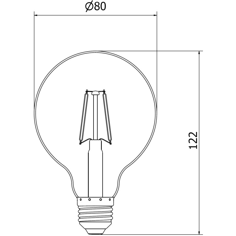 Mexen Vintis 6x LED filamentová žiarovka E27, G80, 2W, Teplá - 2200K, 180 lm, jantárová - L155-E27-0222-50x06